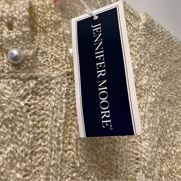 Jennifer Moore Women Sweater Button Mock Neck Pastel Yellow Pullover US L - Picture 6 of 9